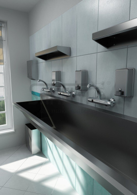 Нержавеющая раковина желоб медицинский 2250мм SLUN 56L арт: 93561 Sanela Чехия (фото, схема)