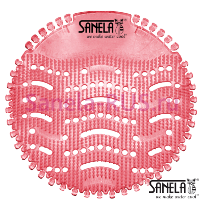 Ароматическое ситечко в писсуар, цвет красный, запах - киви, грейпфрут SLA 11A арт: 06111 Sanela Чехия (фото, схема)