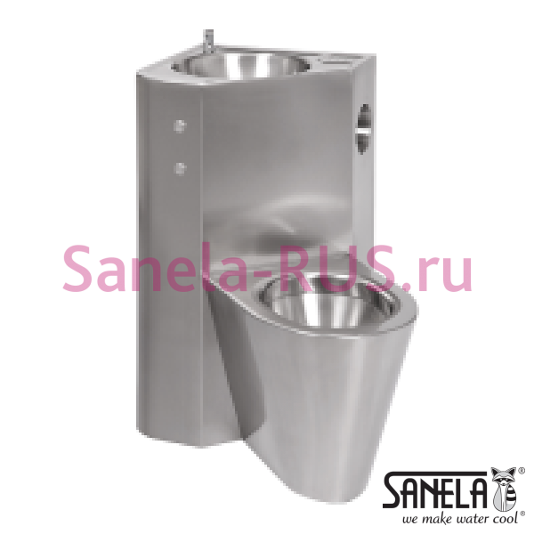 Угловой унитаз направо с умывальником и пьезо кнопками SLWN 18ZPP Угловой унитаз направо с умывальником и пьезо кнопками SLWN 18ZPP