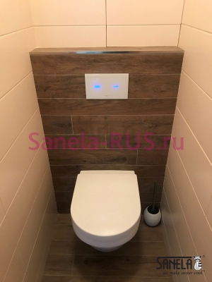 Сенсорная кнопка смыва унитаза, белое стекло SLW 30A арт: 04300 Sanela Чехия (фото, схема)